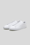 White Calfskin Città Sneaker, pair shown at an angle, minimalist low-top with white calfskin upper and matching sole