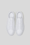 White Calfskin Città Sneaker, top view of the pair showing the lacing, cap toe and smooth calfskin
