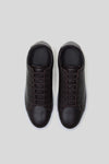 Top-down view of Olen dark brown calfskin Città sneakers with matching dark brown laces.