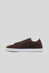 Side profile view of the Olen dark brown suede Città low-top sneaker