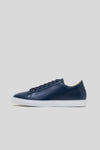 Side profile view of the Olen royal blue calfskin Città low-top sneaker.